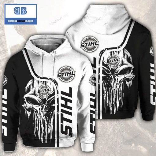 Skull Cthulu Stihl Black White 3D Hoodie