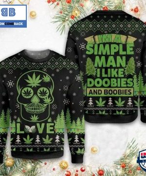 skull im a simple man i like doobies and boobies ugly sweater 2 yrWwB