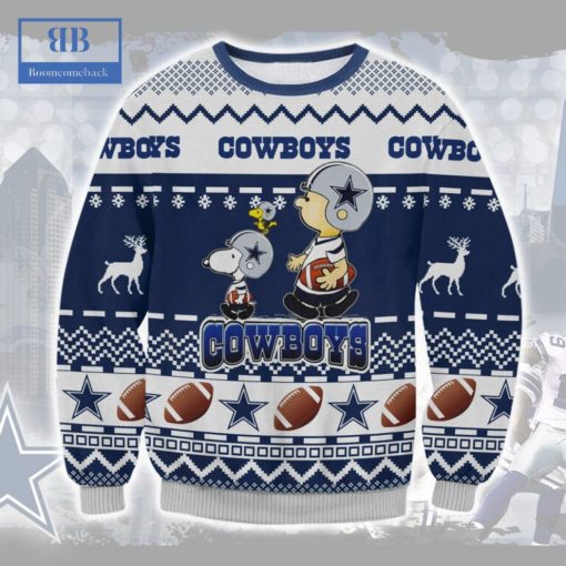 Snoopy Charlie Brown Dallas Cowboys Ugly Christmas Sweater