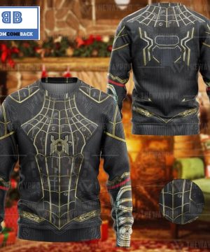 Spider Man Black And Gold Custom Imitation Knitted Christmas 3d Sweater