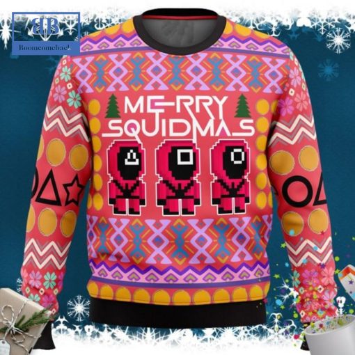 Squid Game Red Suit Guard Merry Squidmas Ugly Christmas Sweater