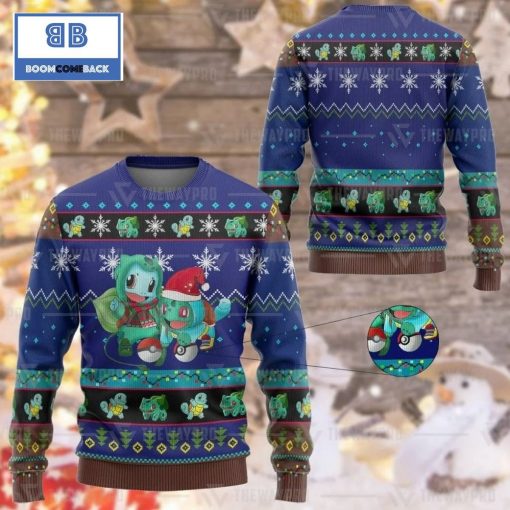 Squirtle And Bulbasaur Pokemon Anime Custom Imitation Knitted Ugly Christmas Sweater