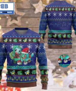 Squirtle And Bulbasaur Pokemon Anime Custom Imitation Knitted Ugly Christmas Sweater