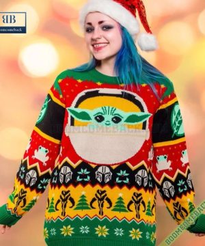 star wars baby yoda grogu ugly christmas sweater gift for adult and kid 5 0GnUb