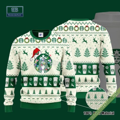 Starbucks Santa Hat Christmas Ugly Christmas Sweater Hoodie Zip Hoodie Bomber Jacket