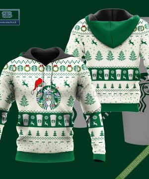 Starbucks Santa Hat Christmas Ugly Christmas Sweater Hoodie Zip Hoodie Bomber Jacket