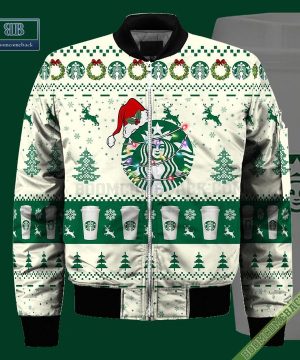 starbucks santa hat christmas ugly christmas sweater hoodie zip hoodie bomber jacket 4 rcYbQ