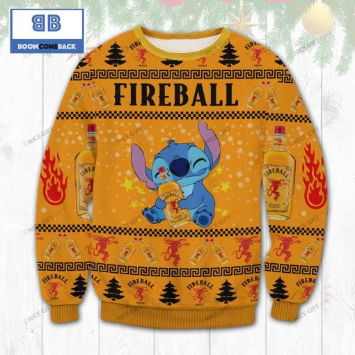 Stitch Fireball Cinnamon Whisky Christmas 3D Sweater