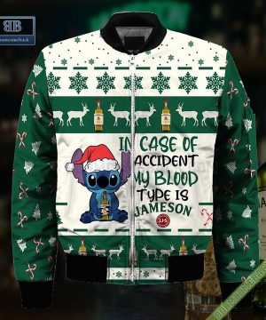 stitch in case of accident my blood type is jameson ugly christmas sweater hoodie zip hoodie bomber jacket 4 BecLz