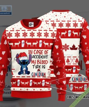 Stitch In Case Of Accident My Blood Type Is Molson Canadian Ugly Christmas Sweater Hoodie Zip Hoodie Bomber Jacket