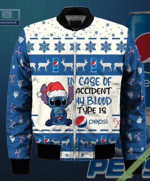 stitch in case of accident my blood type is pepsi ugly christmas sweater hoodie zip hoodie bomber jacket 4 WFr12