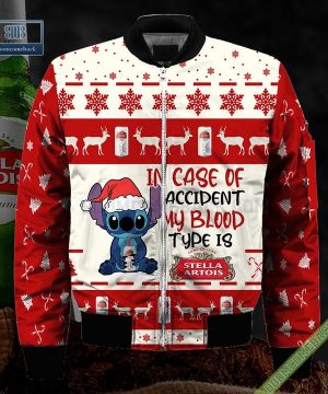 stitch in case of accident my blood type is stella artois ugly christmas sweater hoodie zip hoodie bomber jacket 4 t4afb