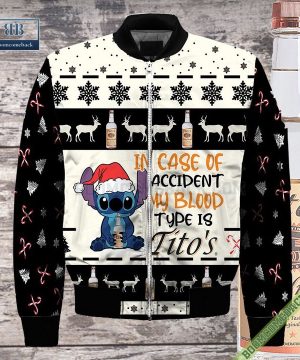 stitch in case of accident my blood type is titos ugly christmas sweater hoodie zip hoodie bomber jacket 4 Vy5is