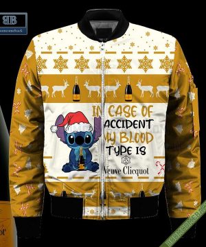 stitch in case of accident my blood type is veuve clicquot ugly christmas sweater hoodie zip hoodie bomber jacket 4 L0KKo