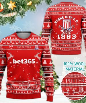 Stoke City FC The Potters 3D Ugly Christmas Sweater