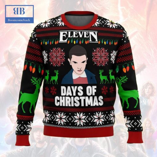 Stranger Things Eleven Days Of Christmas Ugly Christmas Sweater