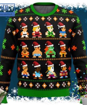 Street Fighter Characters 8 Bit Ugly Christmas Sweater