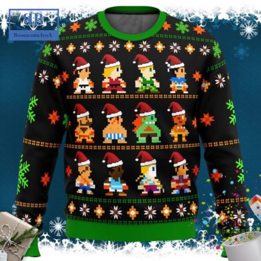 Street Fighter Characters 8 Bit Ugly Christmas Sweater