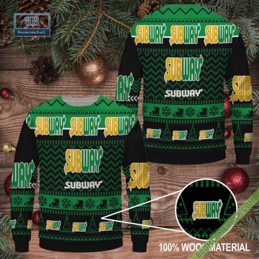 Subway Logo Pattern Ugly Christmas Sweater