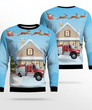 Tennessee Nashville Fire Department Rescue Truck Ugly Christmas Sweater