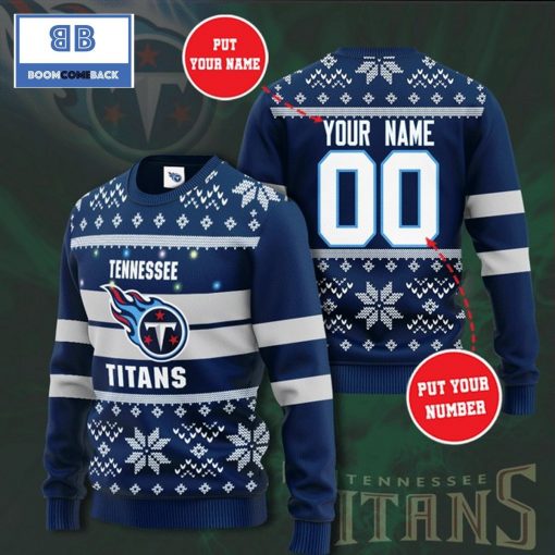 Tennessee Titans NFL Custom Name And Number Christmas Ugly Sweater