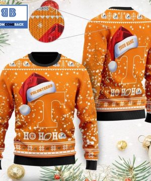 Tennessee Volunteers NCAA Santa Claus Hat Ho Ho Ho 3D Custom Name Ugly Christmas Sweater