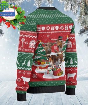 texas longhorn cattle christmas gift snowman ugly christmas sweater 5 8H0wQ