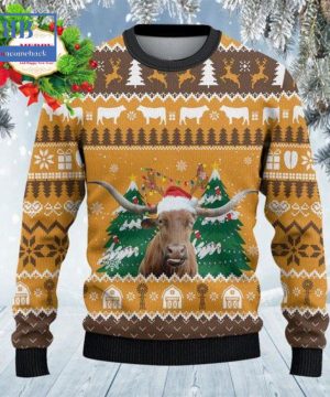 Texas Longhorn Cattle Christmas On The Farm Ugly Christmas Sweater