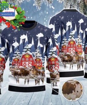 Texas Longhorn Cattle Snow Farm Ugly Christmas Sweater