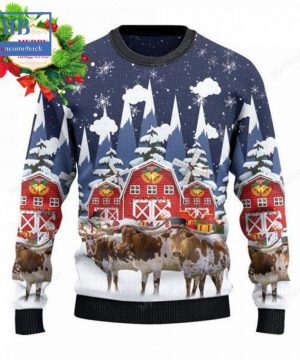 Texas Longhorn Cattle Snow Farm Ugly Christmas Sweater