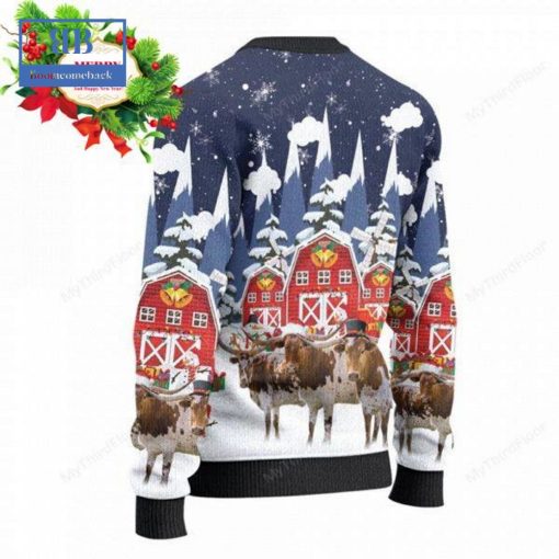 Texas Longhorn Cattle Snow Farm Ugly Christmas Sweater