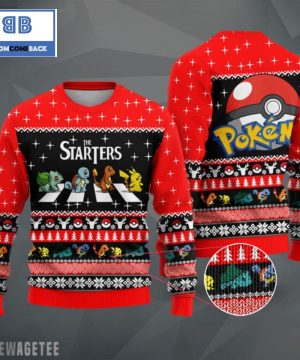 the starters on abbey road pokemon ugly christmas sweater 2 3FKQQ