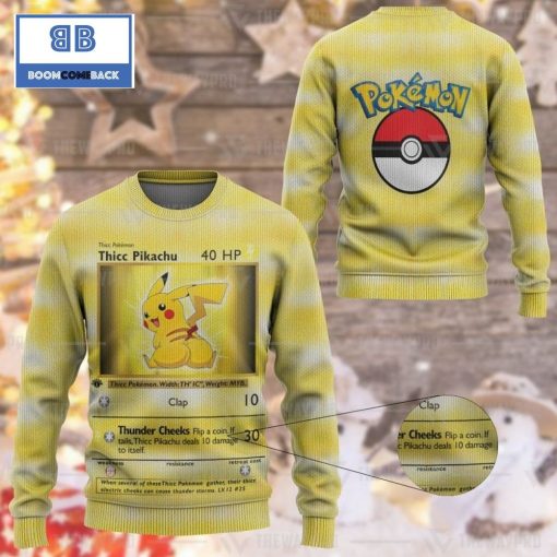 Thicc Pikachu Pokemon Anime Custom Imitation Knitted Ugly Christmas Sweater