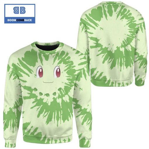 Tie Dye Chikorita Face Pokemon Anime Christmas 3d Sweatshirt