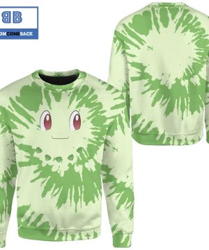 tie dye chikorita face pokemon anime christmas 3d sweatshirt 4 Z051z