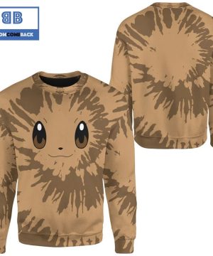 tie dye eevee face pokemon anime christmas 3d sweatshirt 2 wnNib