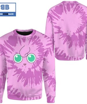 tie dye jigglypuff face pokemon anime christmas 3d sweatshirt 2 qK6AH