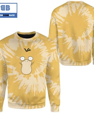 tie dye psyduck face pokemon anime christmas 3d sweatshirt 2 3Ka8s