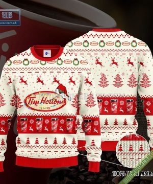 Tim Hortons Santa Hat Christmas Ugly Christmas Sweater Hoodie Zip Hoodie Bomber Jacket