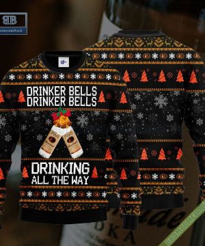 Tito’ s Vodka Drinker Bells Drinker Bells Drinking All The Way Ugly Christmas Sweater