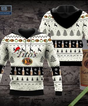 Tito’s Vodka Santa Hat Christmas Ugly Christmas Sweater Hoodie Zip Hoodie Bomber Jacket