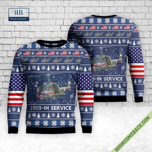 US Army Bell UH-1B Iroquois Huey Helicopter Ugly Christmas Sweater