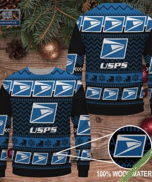 USPS Logo Pattern Ugly Christmas Sweater