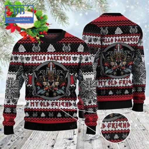 Viking Raven Hello Darkness My Old Friends Ugly Christmas Sweater