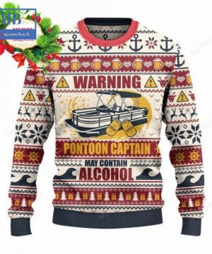 Warning Pontoon Captain May Contain Alcohol Ugly Christmas Sweater