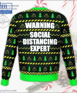 Warning Social Distancing Expert Ugly Christmas Sweater