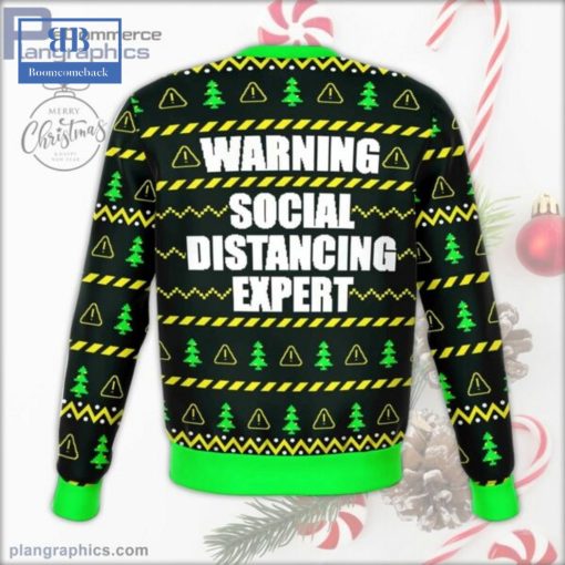 Warning Social Distancing Expert Ugly Christmas Sweater