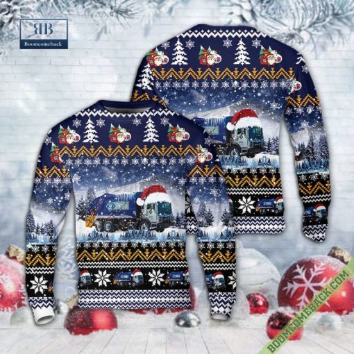 Waste Connections Canada Garbage Truck Ugly Christmas Sweater