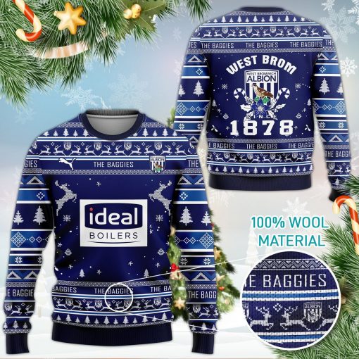 West Bromwich Albion FC The Baggies 3D Ugly Christmas Sweater