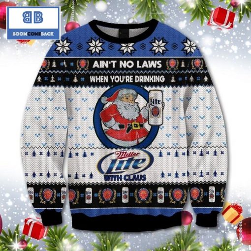 When You Drink Miller Lite With Claus All Over Print Sweater Sweatshirt